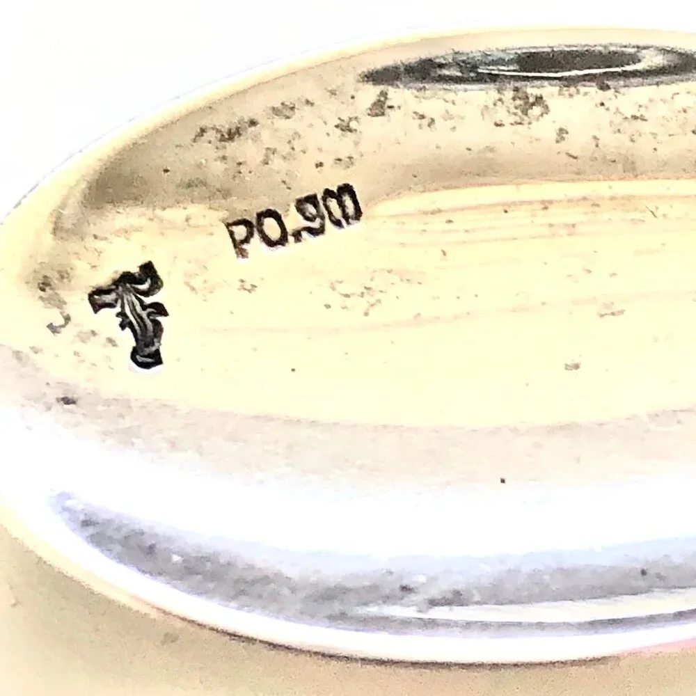 Antique Argentina Handcrafted Silver Demitasse Spoon Pink Rhodochrosite Crystal